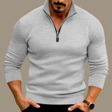 Zip-Up Stand-Collar Casual Polyester Sweater
