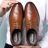 Classic Brogue Oxford Shoes with Non-Slip Sole