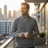 Men's Ribbed Knit Quarter-Zip Classic Fit Sweater
