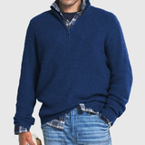 Men's Zip-Up Cashmere Sweater with Long Sleeves