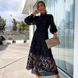Women's Floral Lace Midi Dress