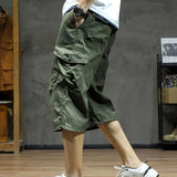 Men's 3/4 Length Cargo Pants, Relaxed Drawstring Fit