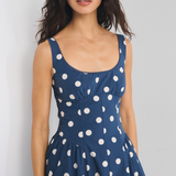 Polka Dot Sleeveless Midi Dress