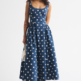 Polka Dot Sleeveless Midi Dress