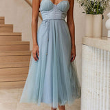 Lace Corset Midi Dress with Flared Skirt
