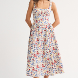 Polka Dot Sleeveless Midi Dress