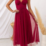 Lace Corset Midi Dress with Flared Skirt