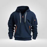 Half-Zip Cotton Blend Hoodie with Practical Pockets