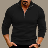 Zip-Up Stand-Collar Casual Polyester Sweater