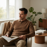 Men's Cashmere Blend Knitted Polo Sweater