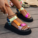 Iridescent Chunky Platform Sandals with Adjustable Straps