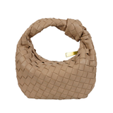 Woven Leather Look Slouchy Crescent Hobo Bag