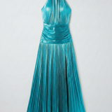Halter Metallic Maxi Dress