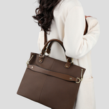 Structured Leather Tote Bag With Crossbody Strap