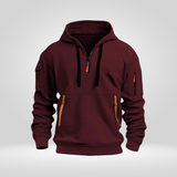 Half-Zip Cotton Blend Hoodie with Practical Pockets