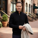 Men's Ribbed Knit Quarter-Zip Classic Fit Sweater