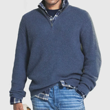 Men's Zip-Up Cashmere Sweater with Long Sleeves