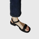 Women's Leather Sandals with Supportive Block Heel