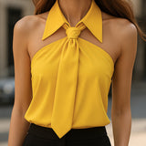 Women's Halter Tie Neck Sleeveless Blouse