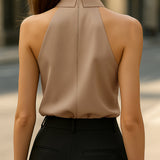 Women's Halter Tie Neck Sleeveless Blouse
