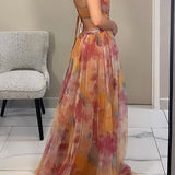 Women's Strapless Printed Maxi Dress