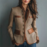 Women's Structured Tweed Blazer, Button Front