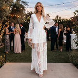 Women's Lace Trim Sheer Maxi Dress