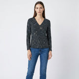 Women's Sequin V-Neck Long Sleeve Blouse