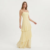 Women's Strapless Tiered Maxi Dress