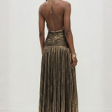 Halter Metallic Maxi Dress