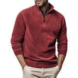 Men's Fleece Half-Zip Sweater with Ribbed Cuffs