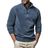 Men's Fleece Half-Zip Sweater with Ribbed Cuffs