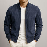 Men's Suede Leather Jacket with Clean Lines