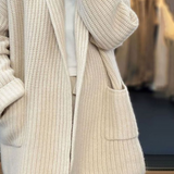 Women's Longline Ribbed Knit Open-Front Cardigan