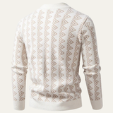 Men's Crew Neck Sweater with Geometric Pattern