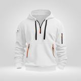 Half-Zip Cotton Blend Hoodie with Practical Pockets