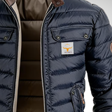 Men's Navy Stand-Collar Jacket with Chest Pockets