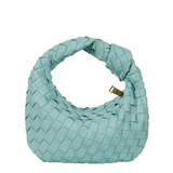 Woven Leather Look Slouchy Crescent Hobo Bag