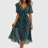 Women's A-Line Floral Wrap Midi Dress