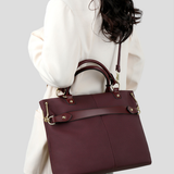 Structured Leather Tote Bag With Crossbody Strap
