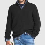 Men's Zip-Up Cashmere Sweater with Long Sleeves