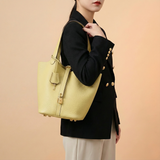 Structured Drawstring Tote Shoulder Bag