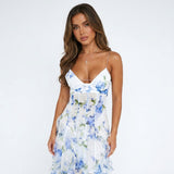 Women's Floral Appliqué Mermaid Maxi Dress
