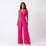 Women's Sleeveless V-Neck Wide Leg Jumpsuit