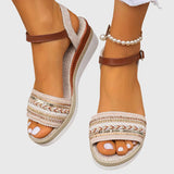 Women's Woven Beaded Sandals with Ankle Straps