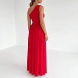 Women's One Shoulder Split Maxi Dress