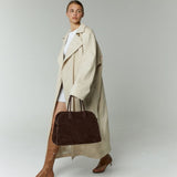 Suede Buckle Tote Shoulder Bag