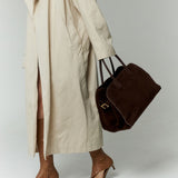 Suede Buckle Tote Shoulder Bag