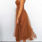 Lace Corset Midi Dress with Flared Skirt