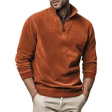 Men's Fleece Half-Zip Sweater with Ribbed Cuffs